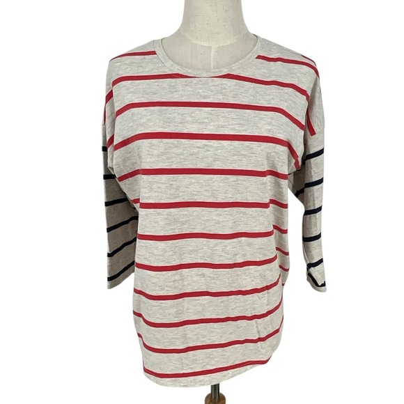 Vineyard Vines Striped 3/4 Sleeve Crew Neck Top Women's Sz S Casual Cotton Blend - Picture 2 of 8